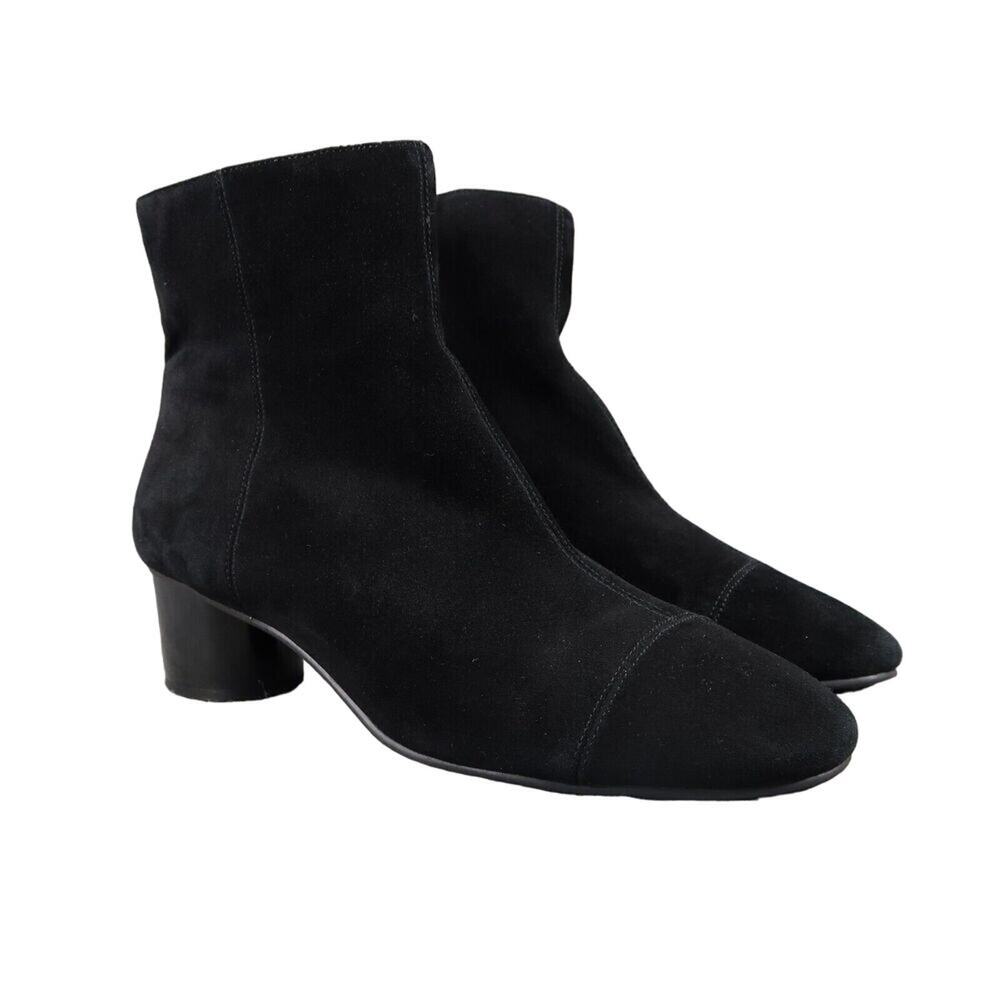 Nine West Shoes Womens 9 Booties Classic Fashion Leather Block Heel Black Zip